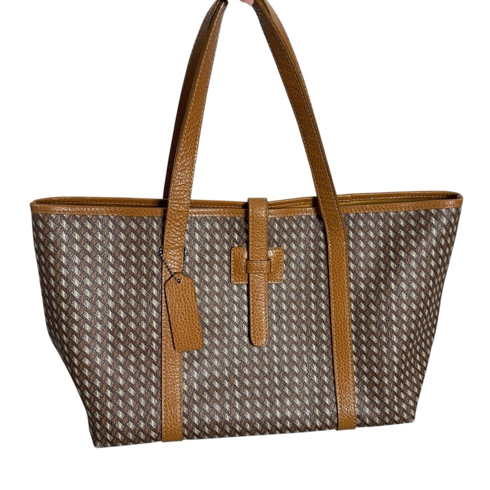 J. McLaughlin Brown and Tan print  Tote